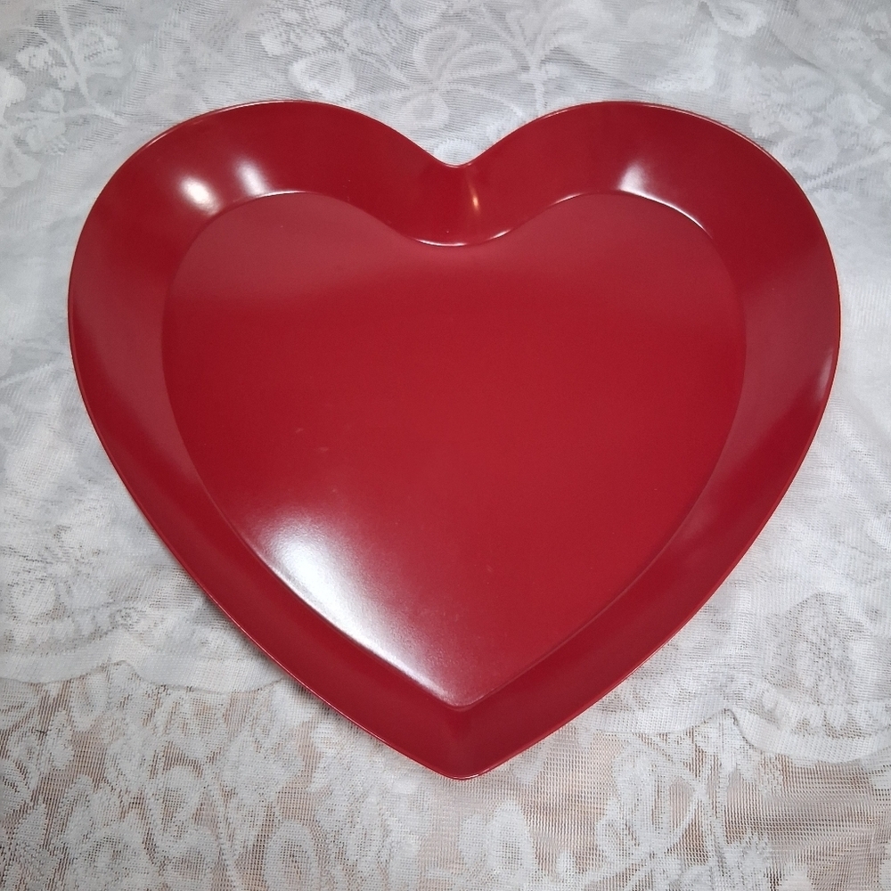 Melamine Heart Plates Valentines Day Decor Pink Red - Picture 5 of 10